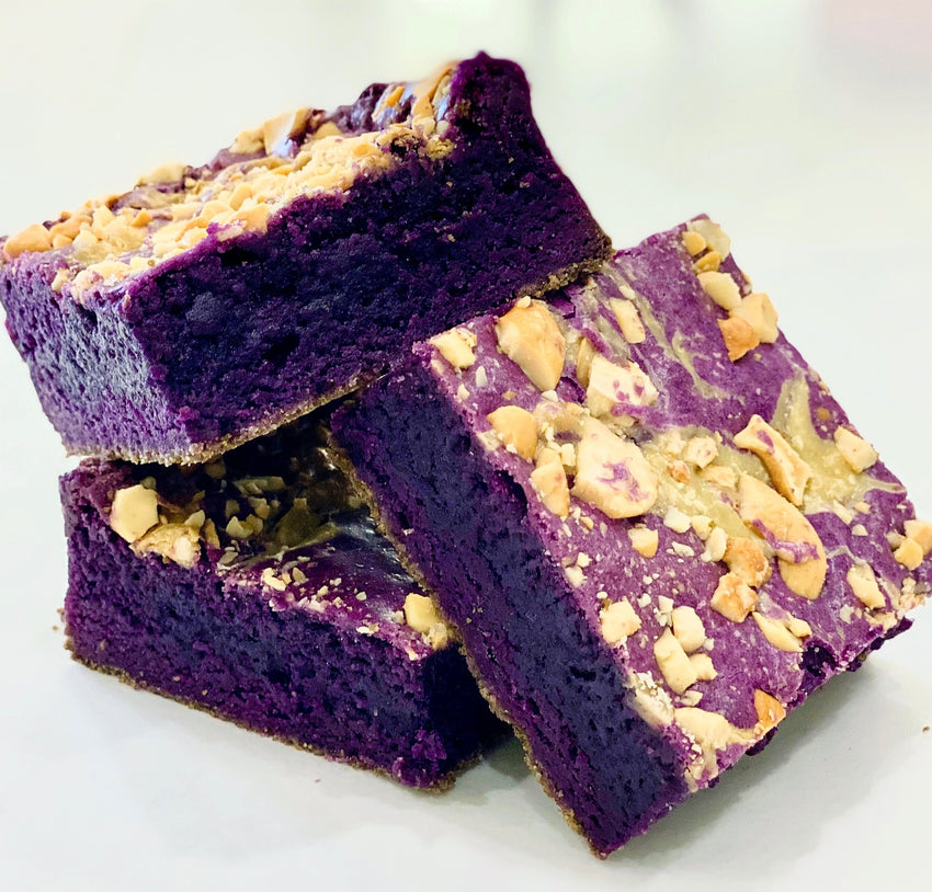 Ube Yema Fudgy Brownies with Cashews (Pack of 9)